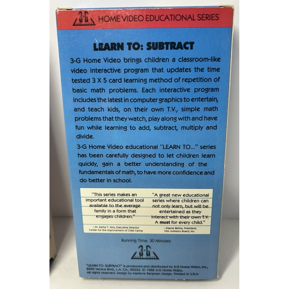 Learn To Add & Subtract Home Video Educational Series VHS Cassette Tape - Picture 4 of 10